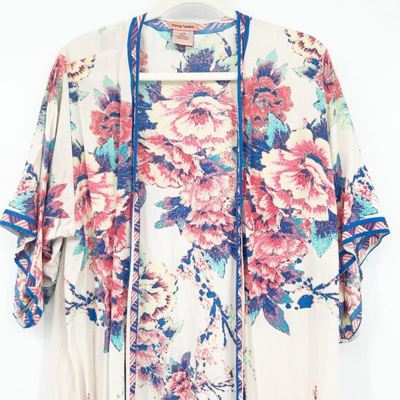Flying Tomato Womens Boho Floral Lightweight Beachy Open Front Kimono Size S/M - Picture 2 of 6